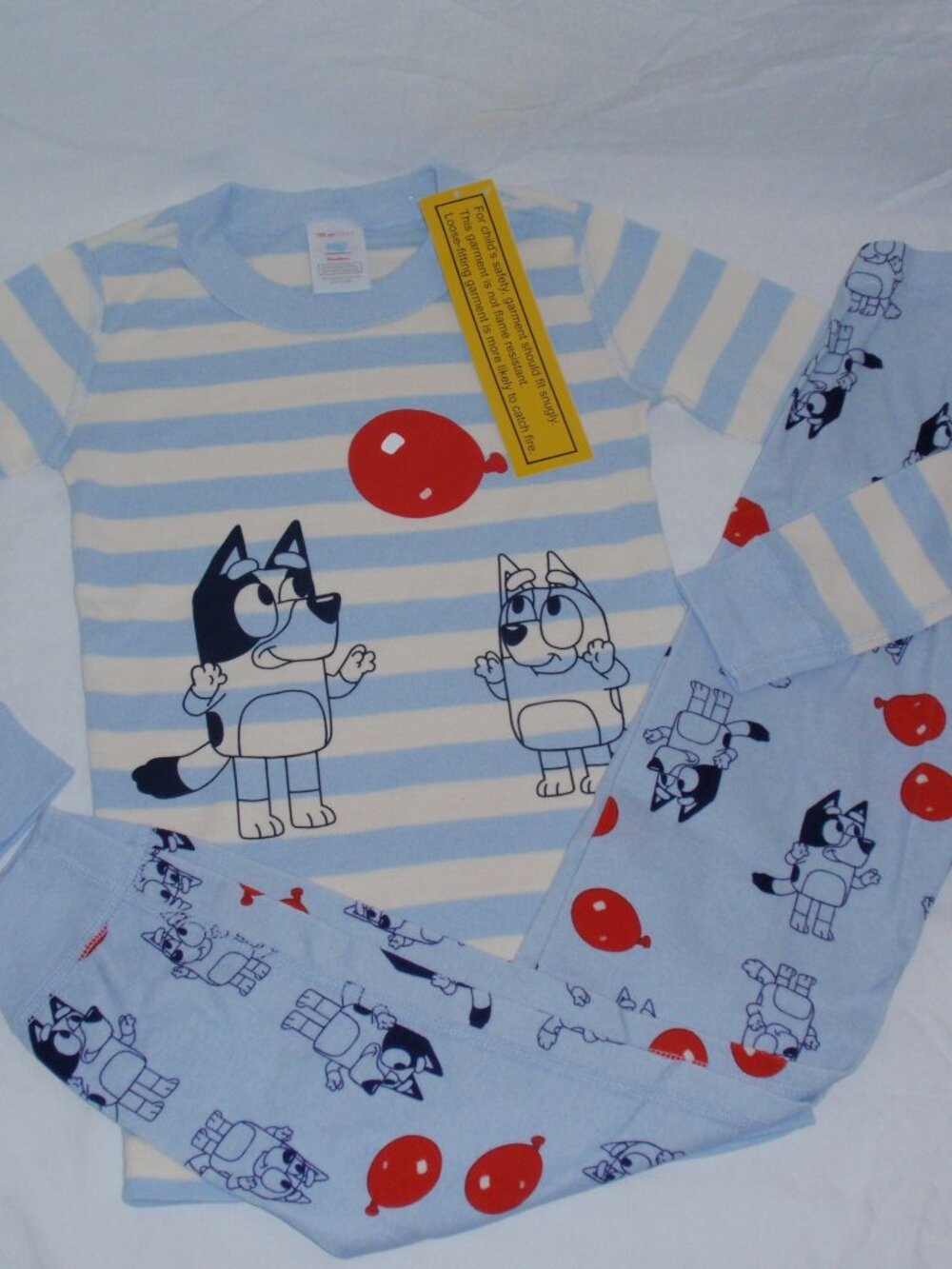 NWT Bluey Hanna Andersson Long Johns Pajamas Organic Cotton Striped Sz 120 6 7